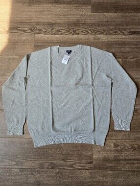 J.CREW Sweater Men L Gray Lightweight Cotton Crewneck Heritage Preppy Minimalist